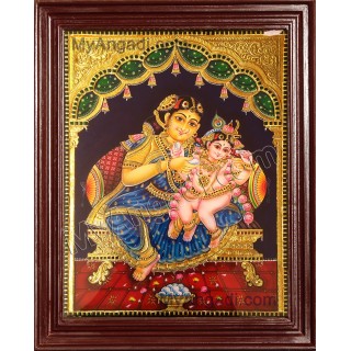 Krishna and Mother Yasoda Tanjore Paintings