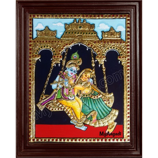 Jhula Radha Krishna Tanjore Painting