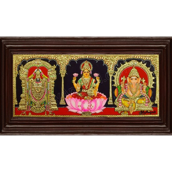 Balaji Lakshmi Ganesha Tanjore Painting Balaji Lakshmi Ganesha Tanjore Painting
