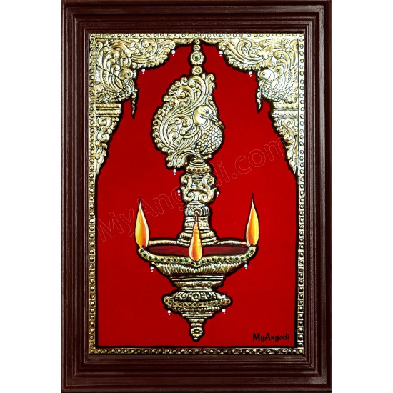 Vilakku Lamp Tanjore Painting