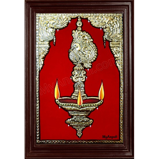 Vilakku Lamp Tanjore Painting