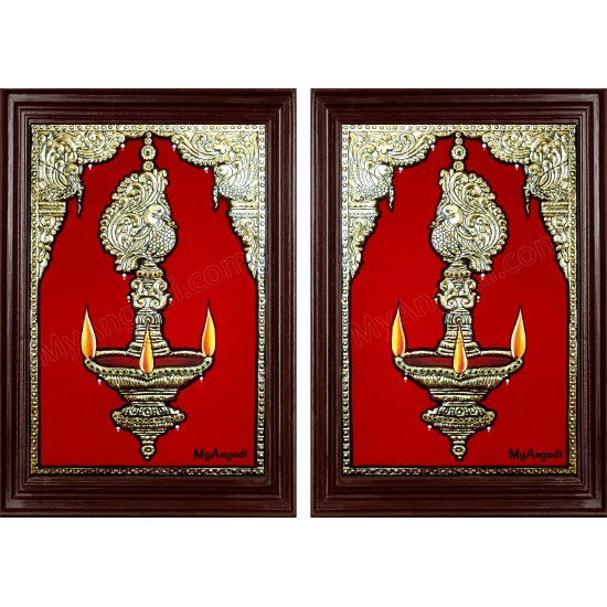 Vilakku Lamp Tanjore Painting Vilakku Lamp Tanjore Painting