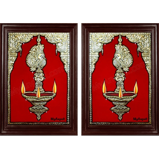 Vilakku Lamp Tanjore Painting