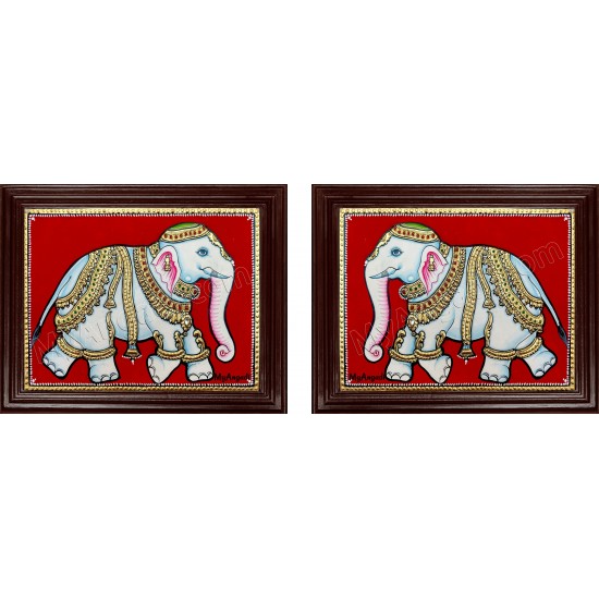 Elephant Iyaravatham Tanjore Painting Elephant Iyaravatham Tanjore Painting