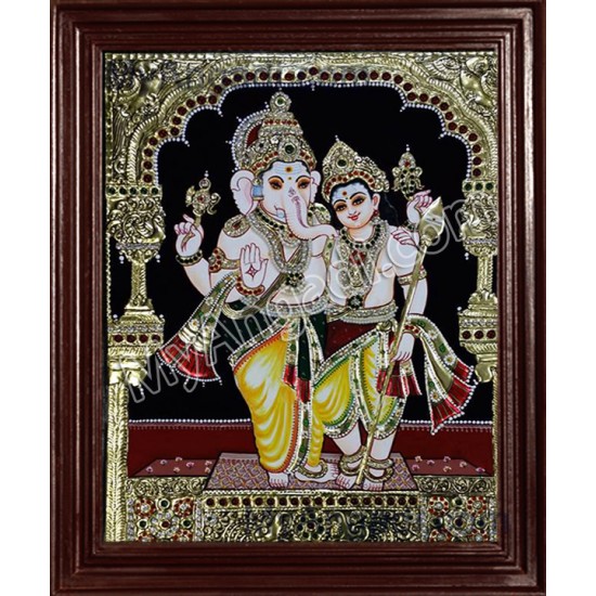 Ganesha and Murugan Tanjore Paintings Ganesha and Murugan Tanjore Paintings