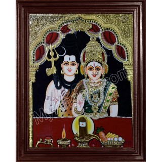 Shiva and Parvathi Devi Tanjore Paintings