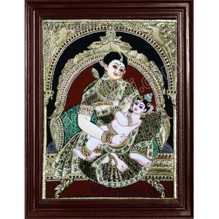 Yasodha Feeding Krishna Tanjore Paintings