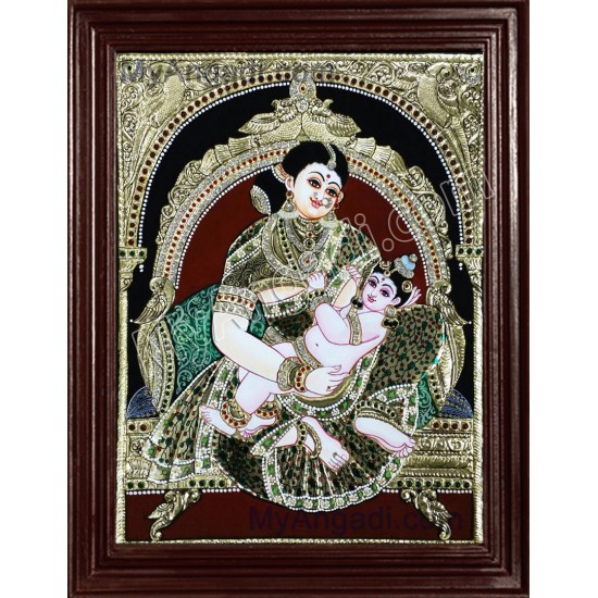Yasodha Feeding Krishna Tanjore Paintings