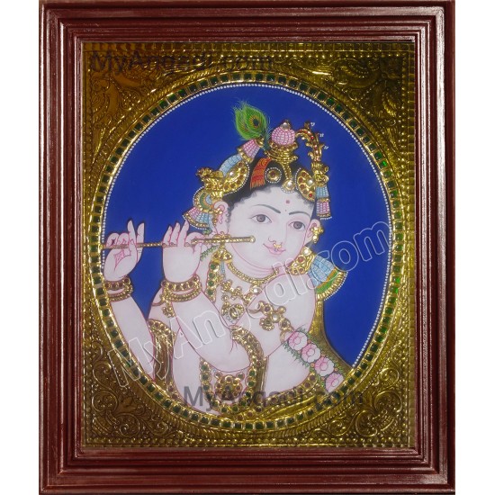 Krishna Playing Flute Tanjore Painting Krishna Playing Flute Tanjore Painting