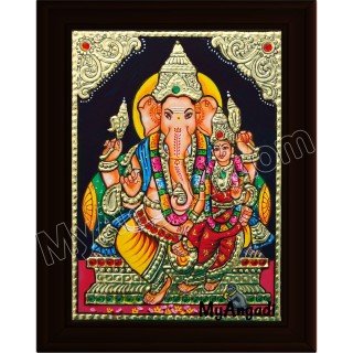 Ganesha Lakshmi Small Tanjore Painting
