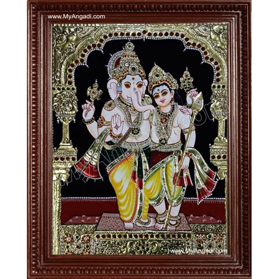 Ganesha and Murugan Tanjore Paintings Ganesha and Murugan Tanjore Paintings