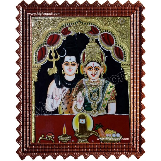 Shiva and Parvathi Devi Tanjore Paintings