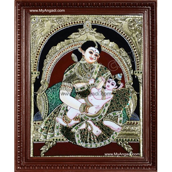 Yasodha Feeding Krishna Tanjore Paintings