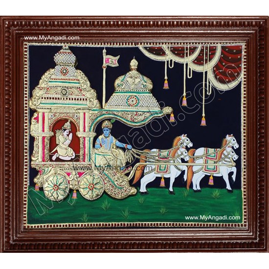 Krishna and Arjuna Geetha Upadesam Tanjore Paintings Krishna and Arjuna Geetha Upadesam Tanjore Paintings