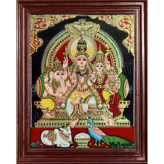 Shiva Family Shiva Kudumbam Tanjore Painting