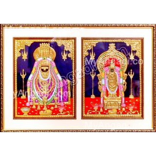 Annamalaiyar Unnamulaiammai Tanjore Painting, Annamalai Thayar Tanjore Painting