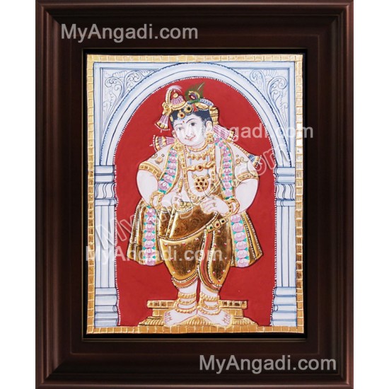 Antique Mappillai Krishna Tanjore Painting, Krishna Tanjore Painting
