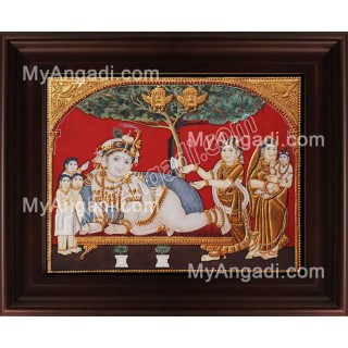 Antique Tree Krishna Tanjore Painting, Krishna Tanjore Painting