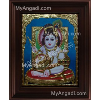 Butter Krishna Tanjore Painting, Baby Krishna Tanjore Painting