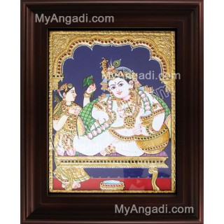 Butter Krishna Tanjore Painting, Baby Krishna Tanjore Painting