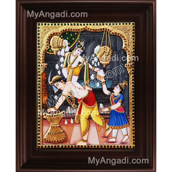 Butter Krishna Tanjore Painting, Baby Krishna Tanjore Painting