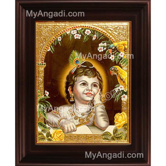 Child Krishna Tanjore Painting, Baby Krishna Tanjore Painting