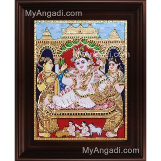 Durbar Krishna Tanjore Painting, Krishna Tanjore Painting