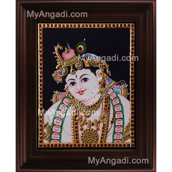 Face Krishna Tanjore Painting, Krishna Tanjore Painting