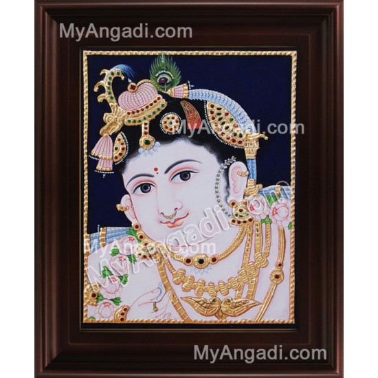 Face Krishna Tanjore Painting, Krishna Tanjore Painting