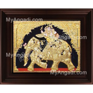 Iyravatham Tanjore Painting, Elephant Tanjore Painting