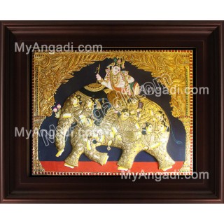 Iyravatham Tanjore Painting, Elephant Tanjore Painting