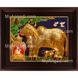 Kamadhenu Embossed Tanjore Painting, Komatha Tanjore Painting