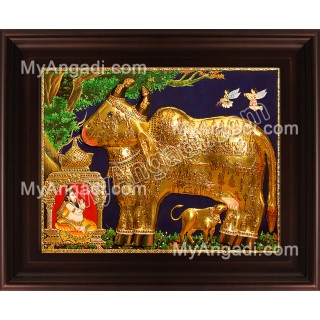 Kamadhenu Embossed Tanjore Painting, Komatha Tanjore Painting