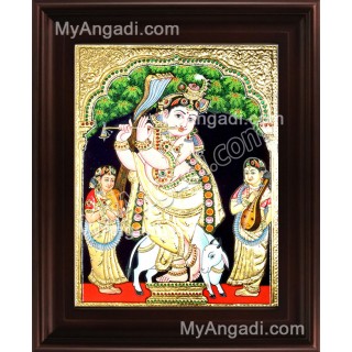 Krishna With Flute Tanjore Painting, Krishna Tanjore Painting