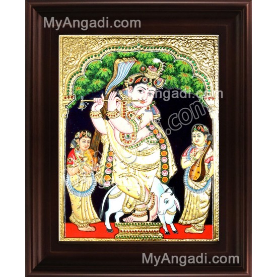Krishna With Flute Tanjore Painting, Krishna Tanjore Painting Krishna With Flute Tanjore Painting, Krishna Tanjore Painting
