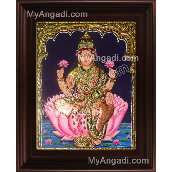 Lotus Dhana Lakshmi Tanjore Painting, Dhanalakshmi Tanjore Painting