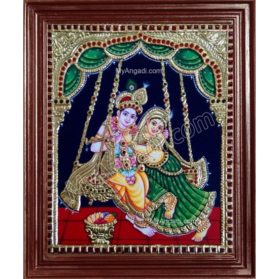 Jhoola Radha Krishna Tanjore Painting, Krishna Tanjore Painting