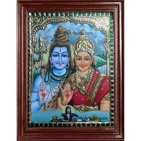 Shiva and Parvathi Devi Tanjore Paintings Shiva and Parvathi Devi Tanjore Paintings