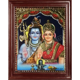 Shiva and Parvathi Devi Tanjore Paintings