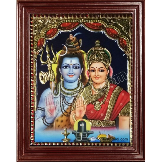 Shiva and Parvathi Devi Tanjore Paintings Shiva and Parvathi Devi Tanjore Paintings