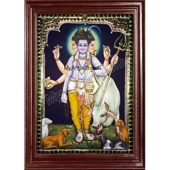 Dattatreya Tanjore Painting, Trinity Tanjore Painting Dattatreya Tanjore Painting, Trinity Tanjore Painting