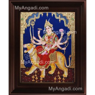 Mahishasura Mardhini Tanjore Painting, Amman Tanjore Painting