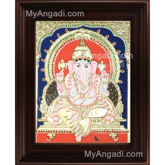 Mantap Ganesha Tanjore Painting, Ganesha Tanjore Painting