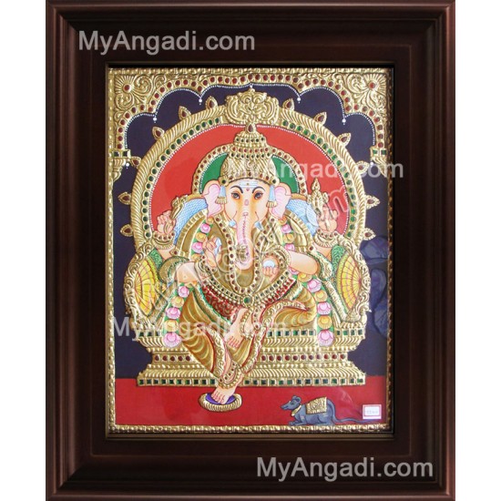 Mantap Ganesha Tanjore Painting, Ganesha Tanjore Painting