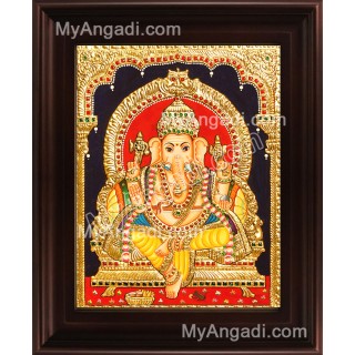 Mantap Ganesha Tanjore Painting, Ganesha Tanjore Painting