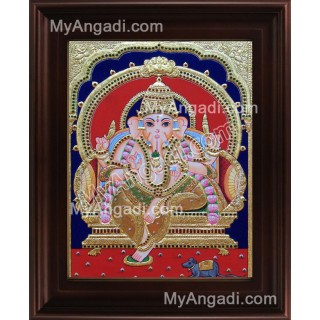 Mantap Ganesha Tanjore Painting, Ganesha Tanjore Painting