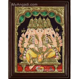 Panchamuga Ganesha Tanjore Painting