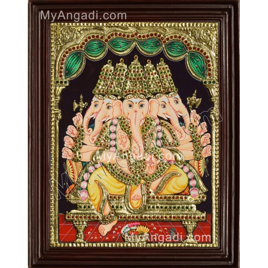 Panchamuga Ganesha Tanjore Painting Panchamuga Ganesha Tanjore Painting