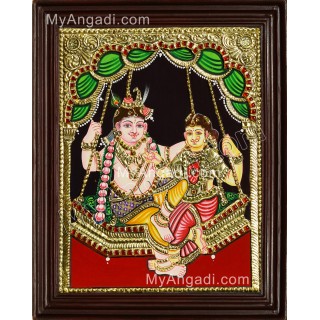 Swinging Radha Krishna Tanjore Painting