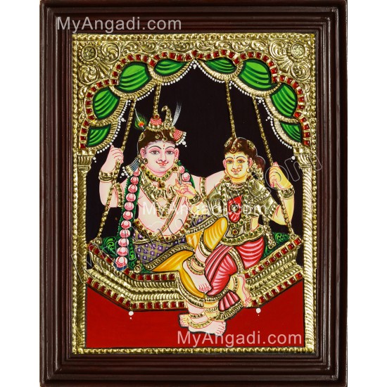 Swinging Radha Krishna Tanjore Painting Swinging Radha Krishna Tanjore Painting